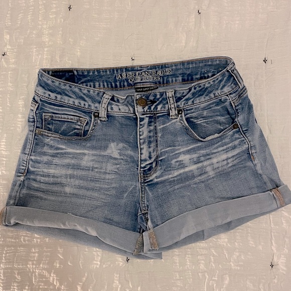 American Eagle Super Super Stretch Midi Shorts - Light Blue - Picture 1 of 4